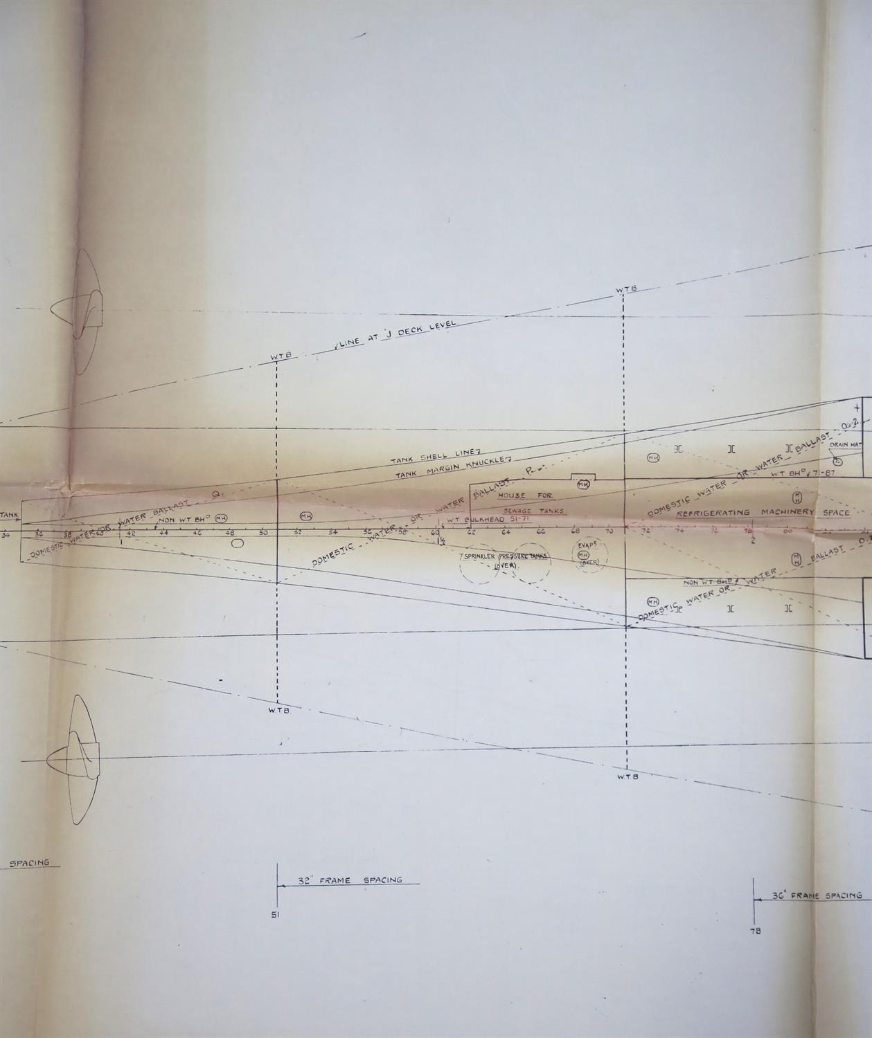 Full set of wartime deck plans for RMS Queen Mary, comprising 14 deck plans, each 2ft x 11ft and a - Image 45 of 80