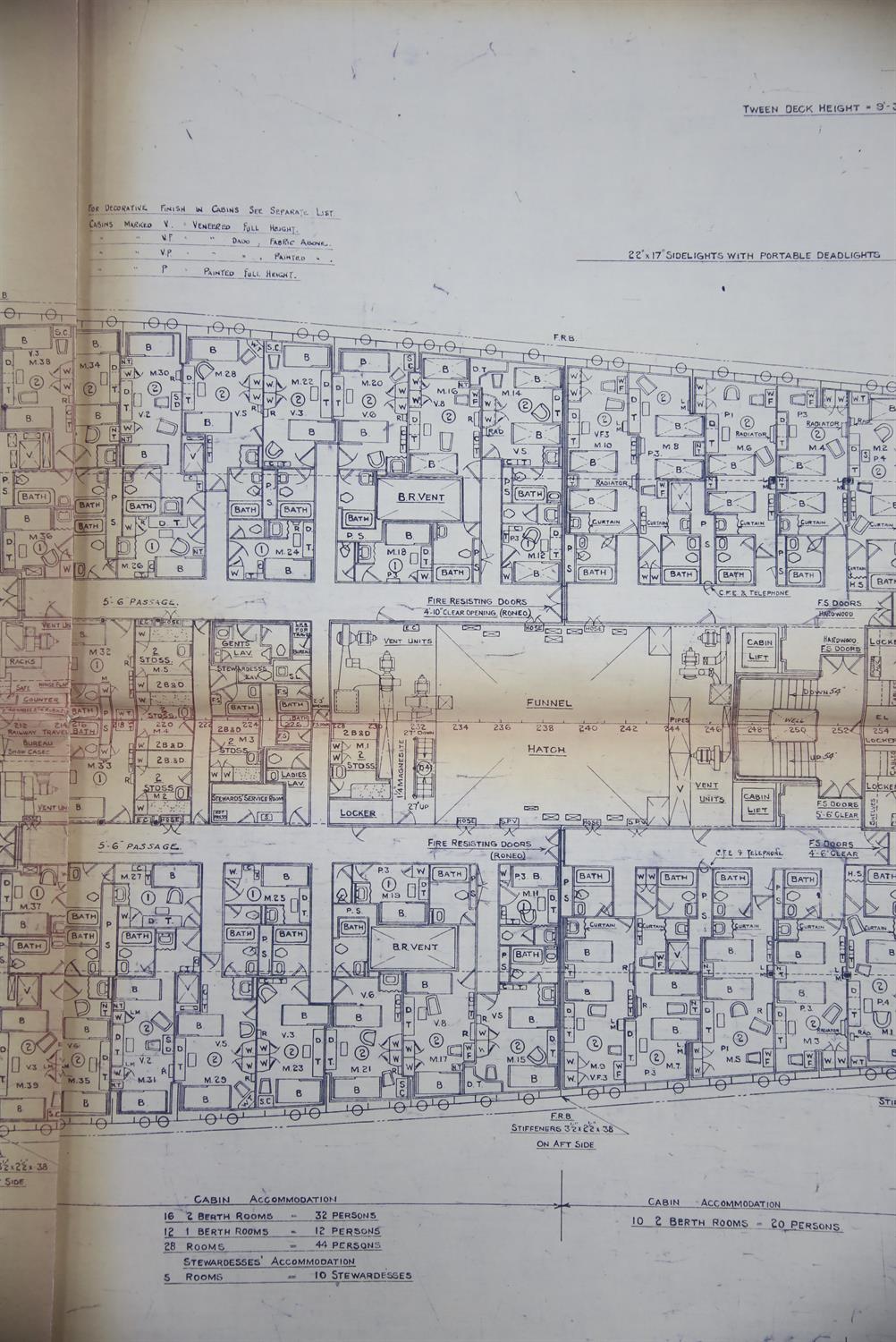 Full set of wartime deck plans for RMS Queen Mary, comprising 14 deck plans, each 2ft x 11ft and a - Image 8 of 80