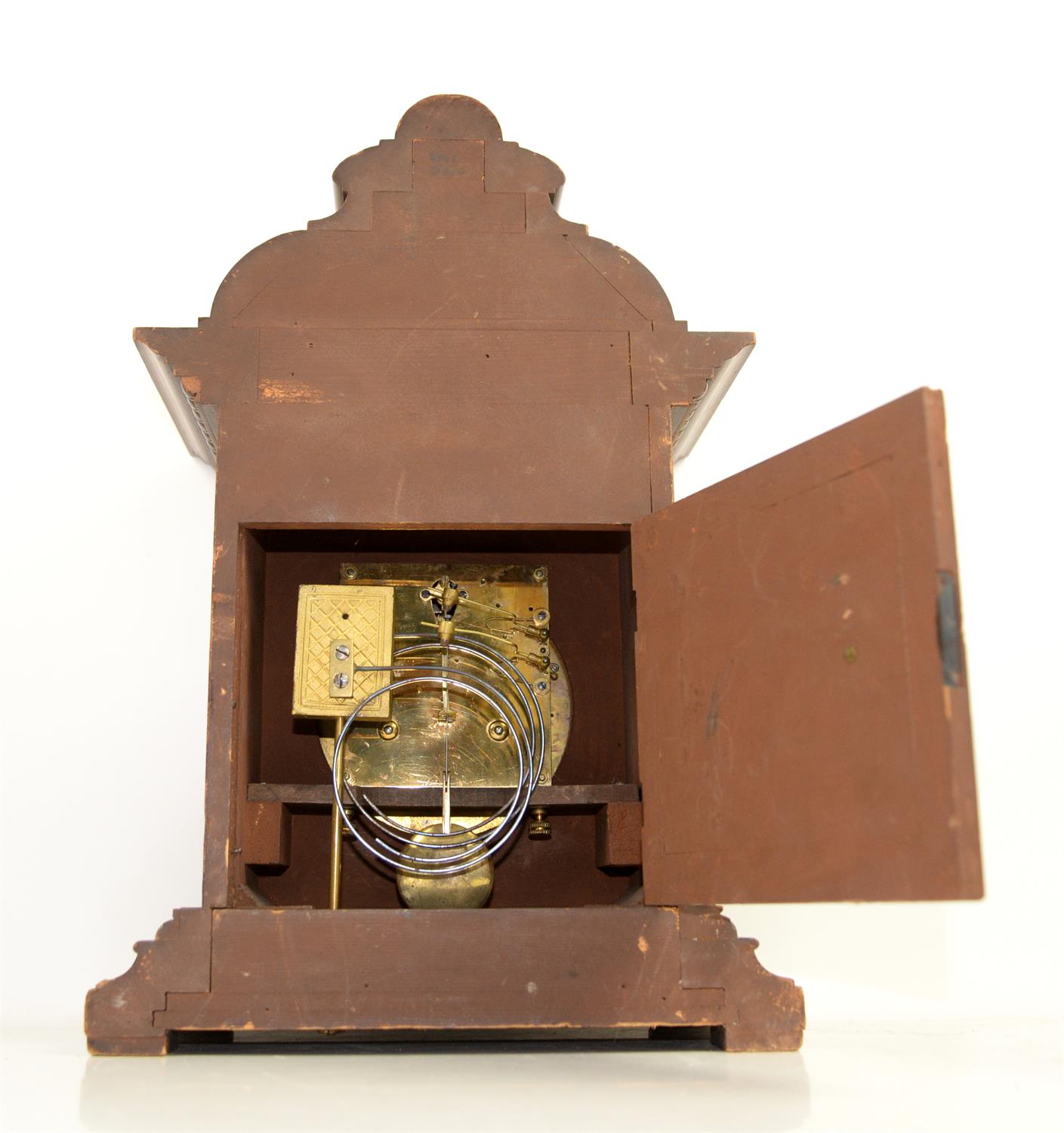 German walnut bracket clock by Junghans of architectural form, silvered Arabic chapter ring, - Image 2 of 2