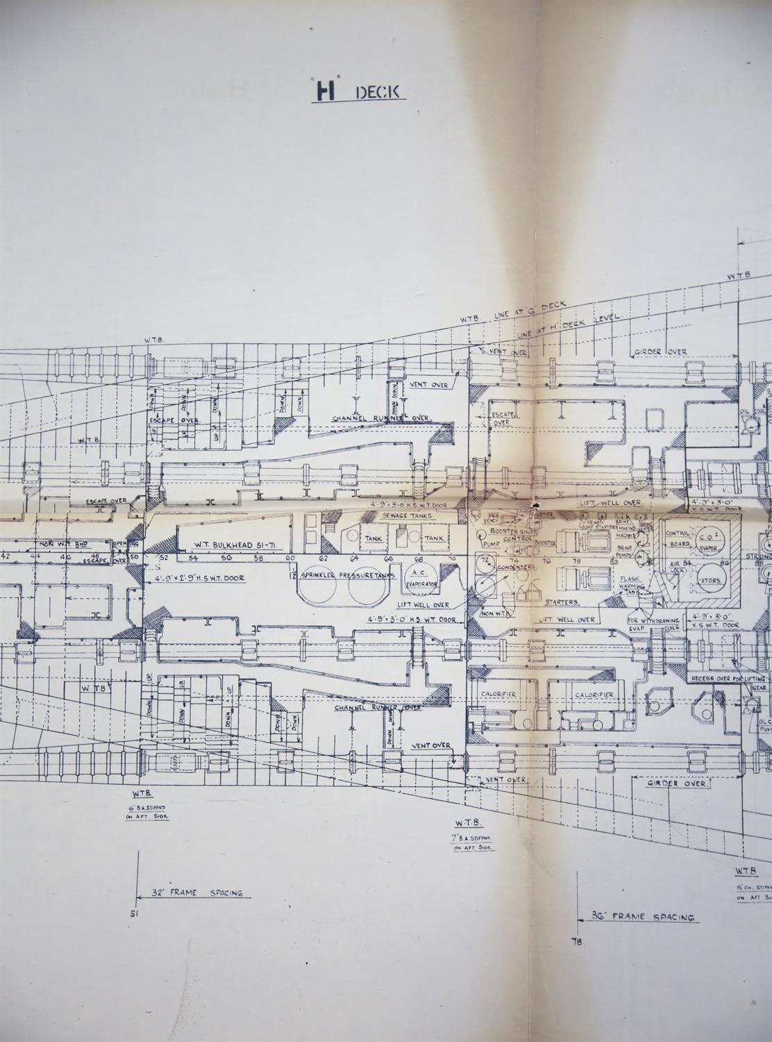 Full set of wartime deck plans for RMS Queen Mary, comprising 14 deck plans, each 2ft x 11ft and a - Image 19 of 80