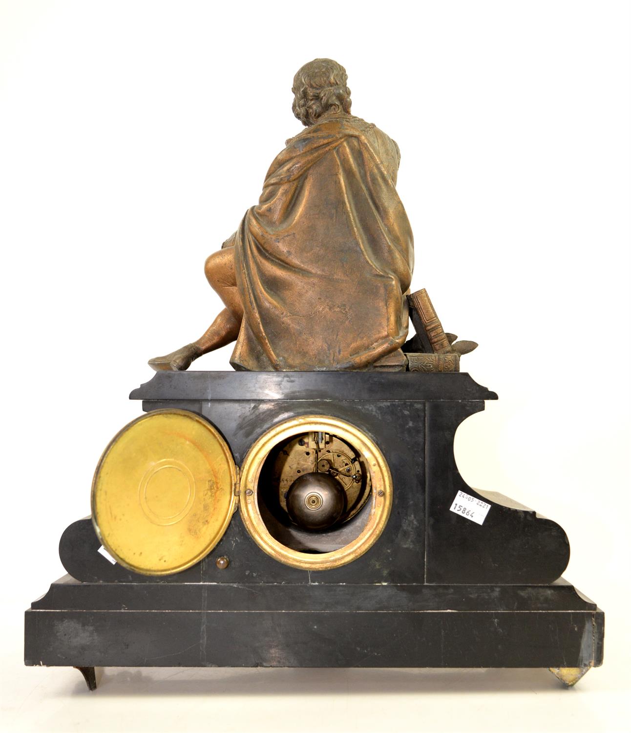 Late 19th century French black slate and gilt metal mounted eight day mantel clock, - Image 2 of 2