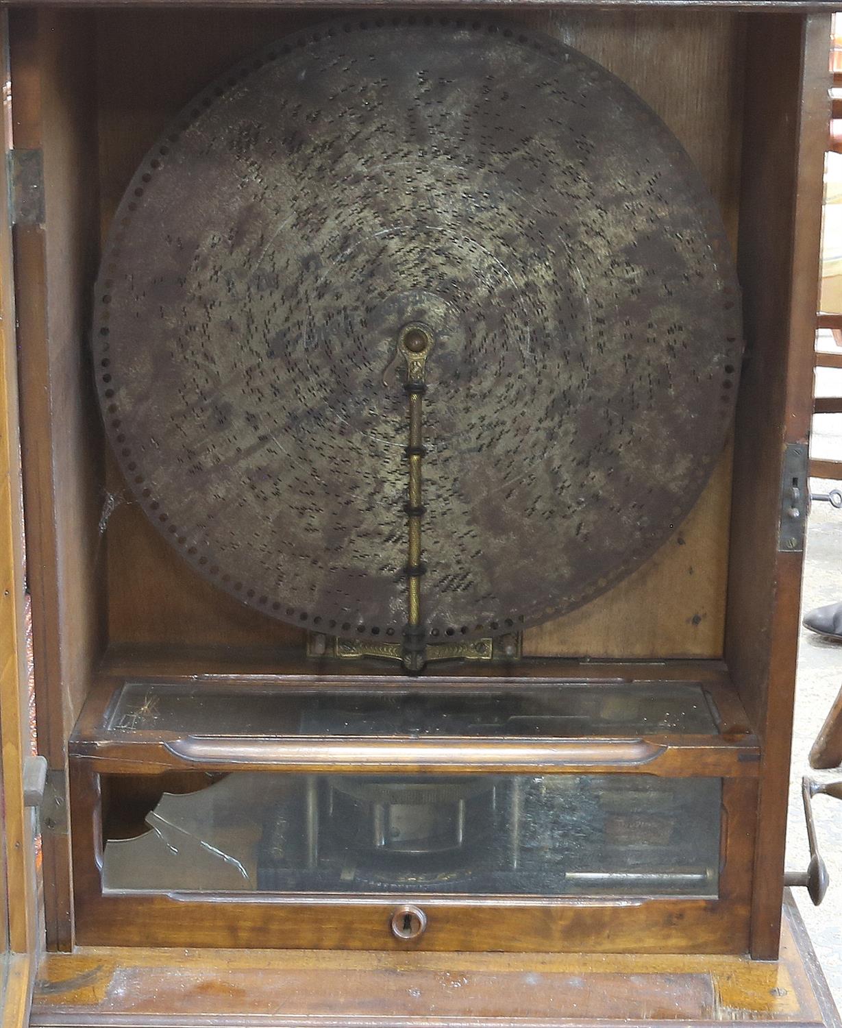 Late 19th century walnut cased free standing and coin operated Polyphon by Nicole Freres of Leipzig, - Image 2 of 2