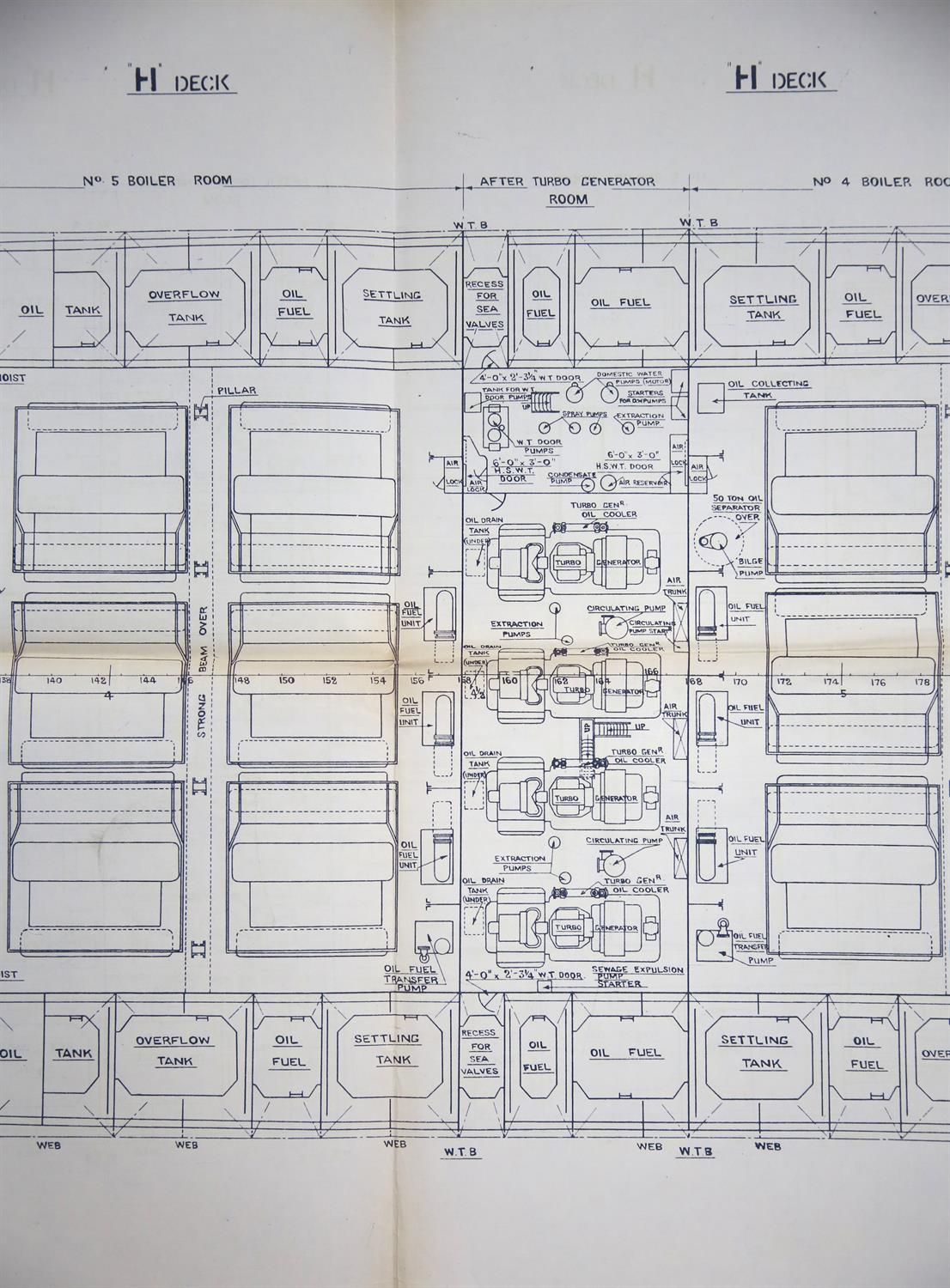 Full set of wartime deck plans for RMS Queen Mary, comprising 14 deck plans, each 2ft x 11ft and a - Image 17 of 80