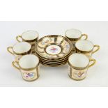 Paragon set of six coffee cups and saucers, 'Reproduction of Service made for Her Majesty Queen