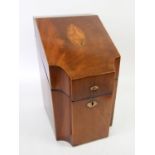 19th century mahogany knife box with shell inlaid sloped front, converted to a stationery box,