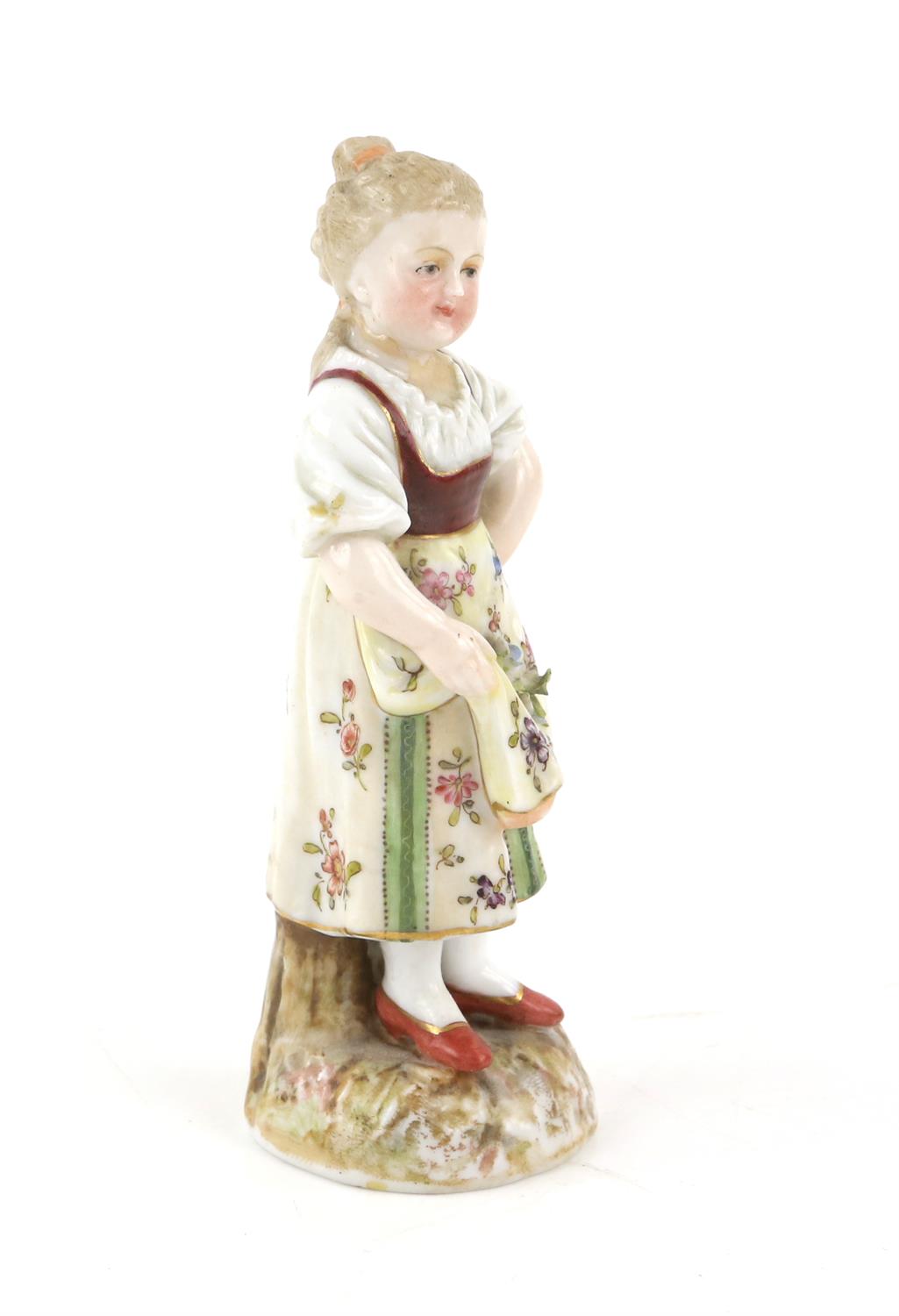 Pair of Volkstedt figures, boy with a flower pot and a girl holding up her apron, 10. - Image 4 of 24