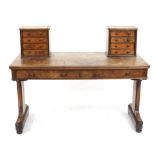 19th century burr walnut desk, stamped 'L W Collmann 1819' to drawer, the two upper sections each