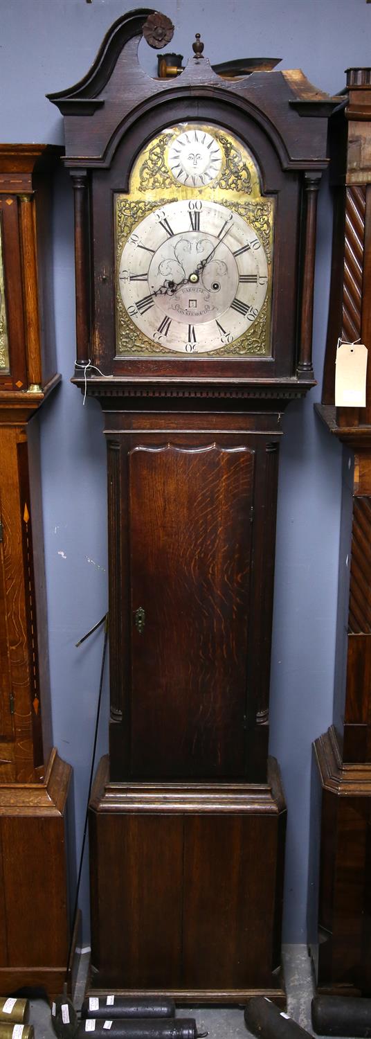 Early 19th century oak cased eight day longcase clock by Barwise, Cockermouth, arched dial with