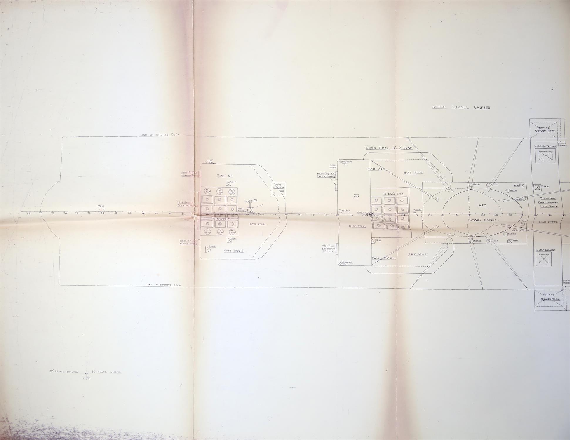 Full set of wartime deck plans for RMS Queen Mary, comprising 14 deck plans, each 2ft x 11ft and a - Image 5 of 80