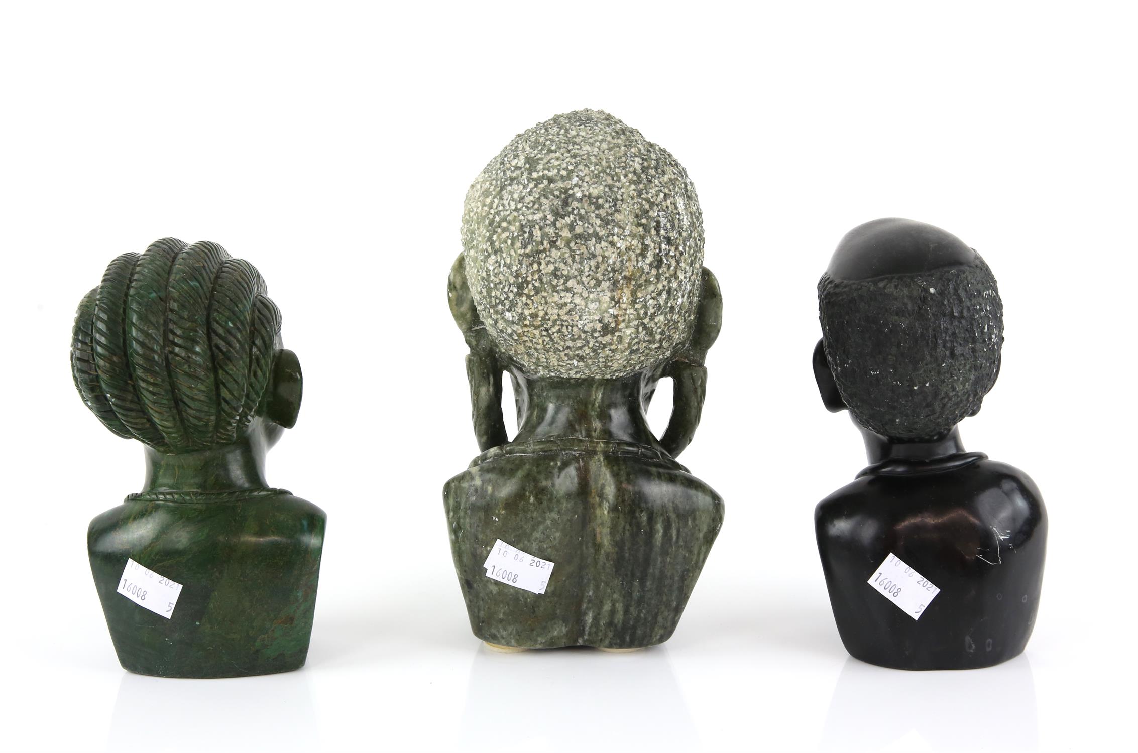 Gideon Chidon, Zimbabwe, carved black stone Shona head, signed and dated 40, and 2 unsigned carved - Image 2 of 3