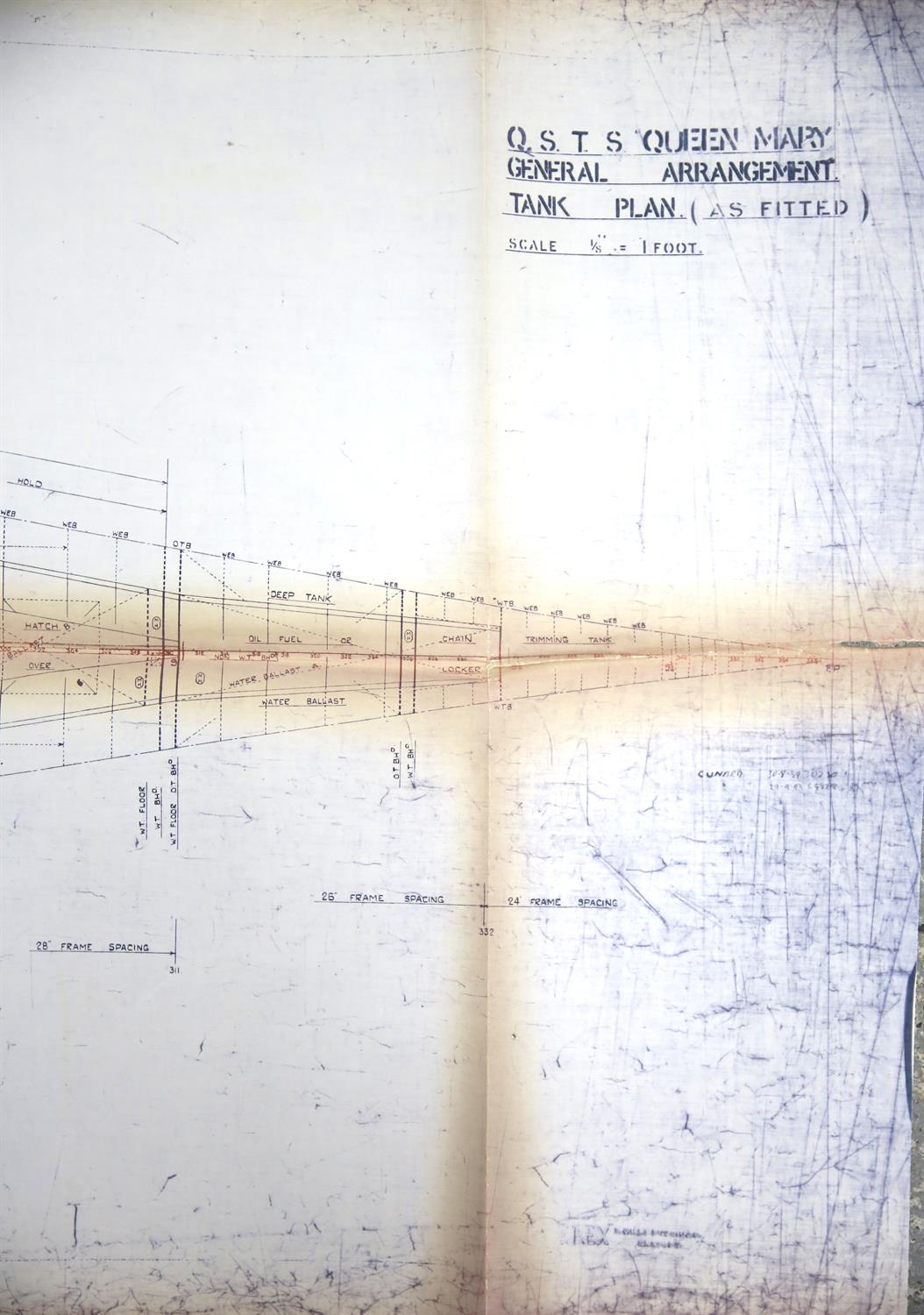 Full set of wartime deck plans for RMS Queen Mary, comprising 14 deck plans, each 2ft x 11ft and a - Image 38 of 80