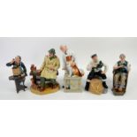 Collection of 5 Royal Doulton figures, Lunchtime HN 2485, Thanks Doc HN 2731, The Bachelor HN 2319,