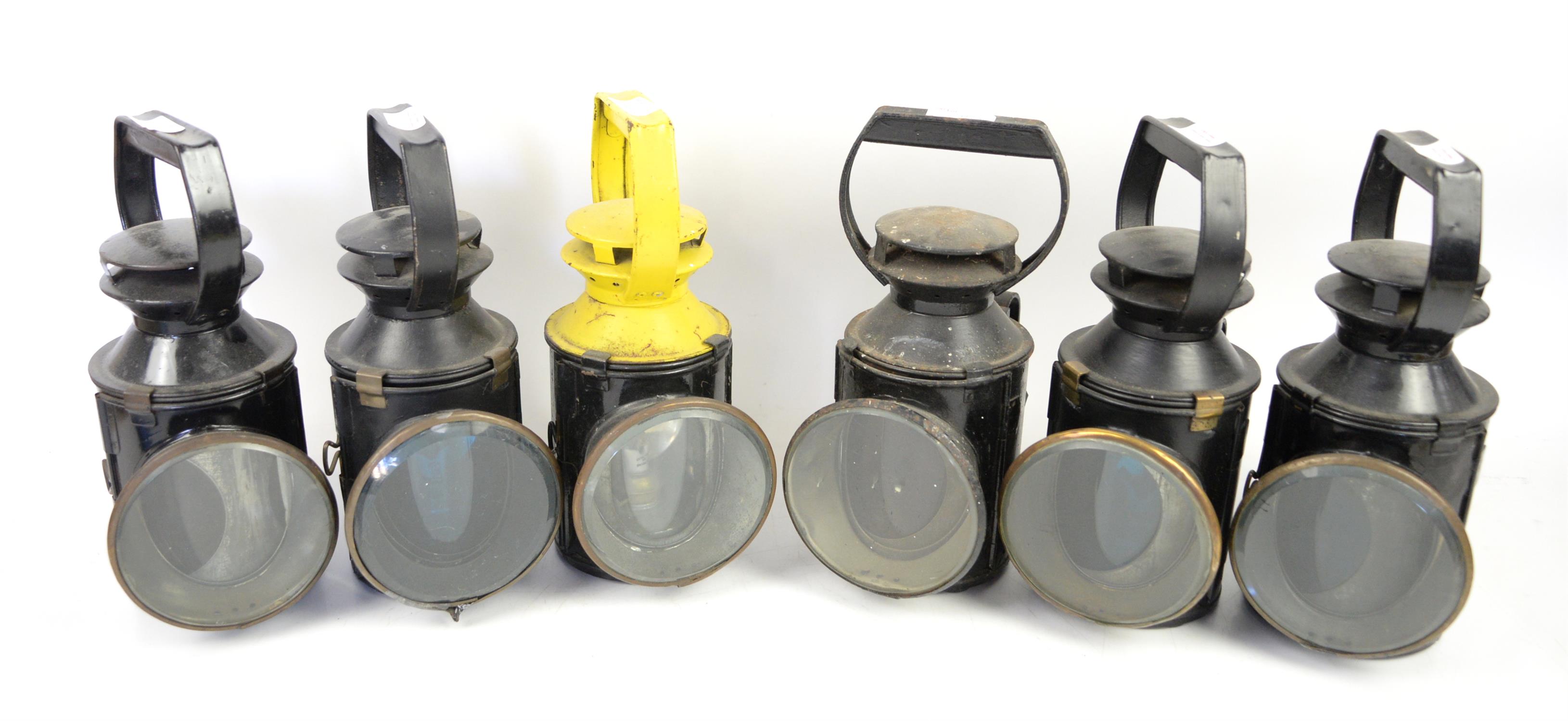 6 British rail hand lamps