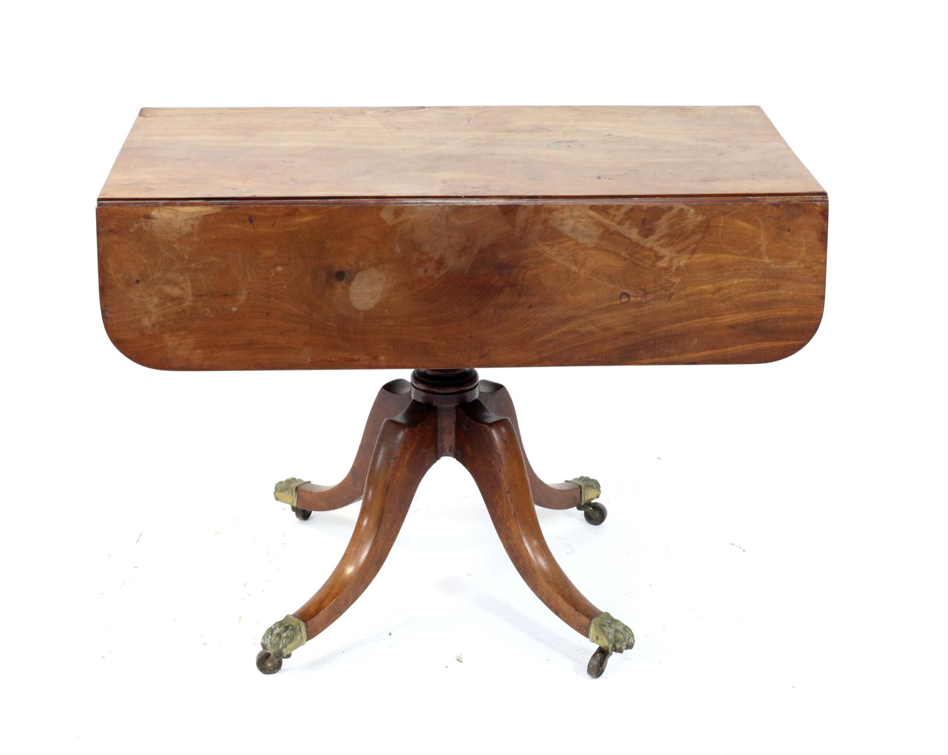 19th Century Mahogany Pembroke table, with a single drawer, on a centre pillar and turned column - Image 2 of 5