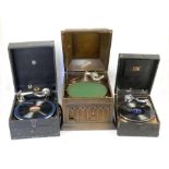 Three various wind-up gramophones. Provenance: from a private collection of musical boxes to be