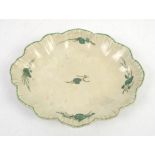 Wedgwood Creamware green feather edge dish decorated with shells and seaweed, circa 1780, 22 x 28cm