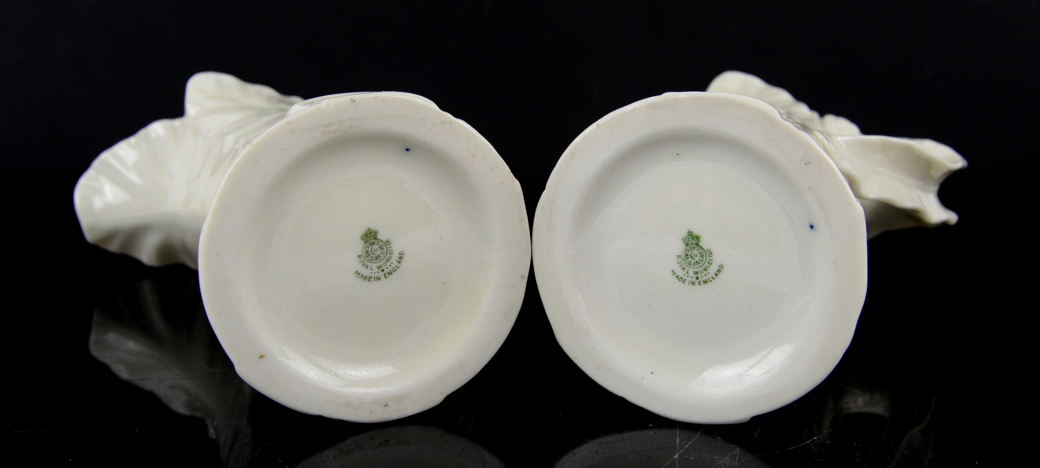 Two Royal Worcester leaf jugs, circa 1920s, green printed marks to base, h15cm - Image 3 of 3