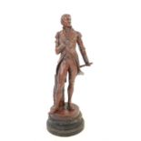 After Rene Charles Masse (French 1855-1913) "Trafalgar" spelter figure of Nelson inscription