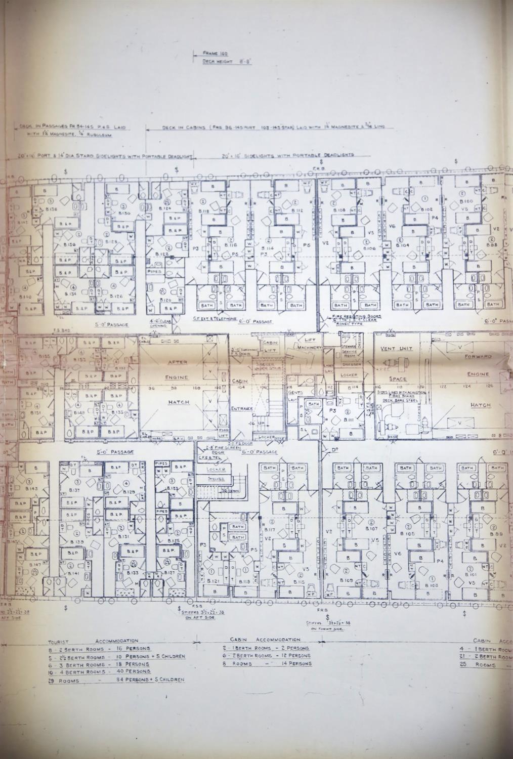 Full set of wartime deck plans for RMS Queen Mary, comprising 14 deck plans, each 2ft x 11ft and a - Image 35 of 80