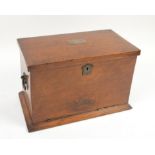 Late Victorian oak stationery / writing box with silver presentation plaque 1899/1900 30cm wide x