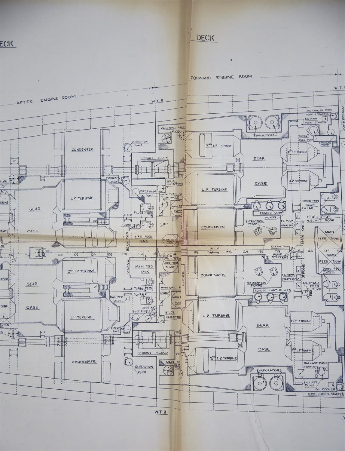 Full set of wartime deck plans for RMS Queen Mary, comprising 14 deck plans, each 2ft x 11ft and a - Image 18 of 80