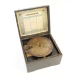Late 19th century German Symphonion, with a single disc 14.5 cms, the box, 19.5 x 17 cms,