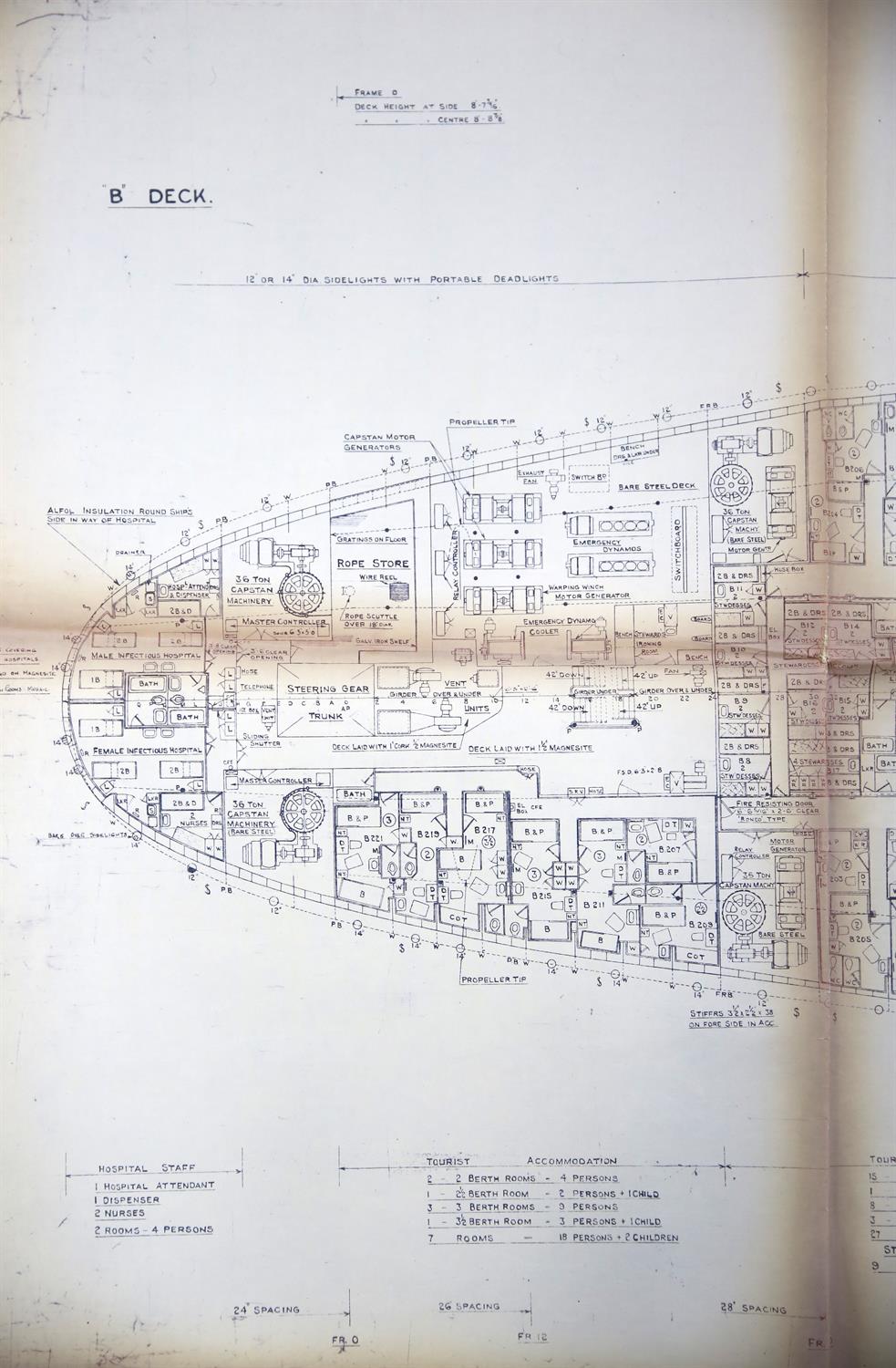 Full set of wartime deck plans for RMS Queen Mary, comprising 14 deck plans, each 2ft x 11ft and a - Image 37 of 80