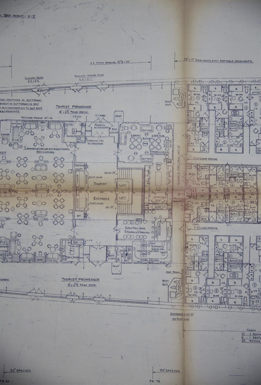 Full set of wartime deck plans for RMS Queen Mary, comprising 14 deck plans, each 2ft x 11ft and a - Image 12 of 80