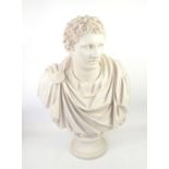 After the antique, Anthony Redmill faux marble reproduction, classical bust of a Roman youth,
