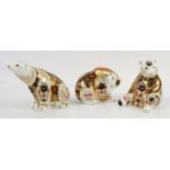 Royal Crown Derby paperweights to include a Sue Rowe bear h10.5cm, Rocky Mountain bear and a Polar