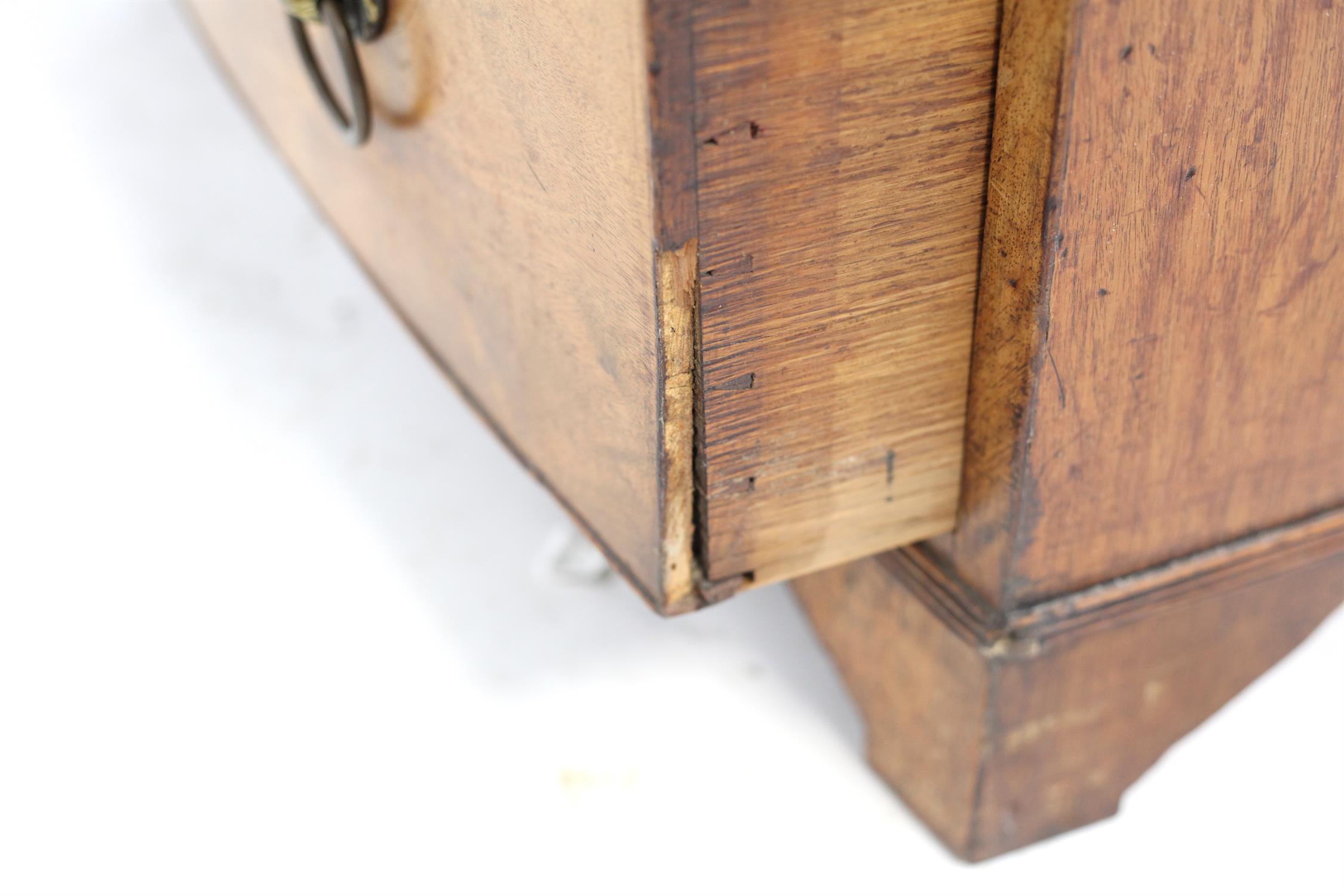 19th century mahogany bowfronted chest of three long graduating drawers on bracket feet, - Image 6 of 6