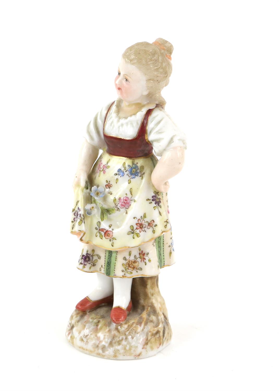 Pair of Volkstedt figures, boy with a flower pot and a girl holding up her apron, 10. - Image 6 of 24