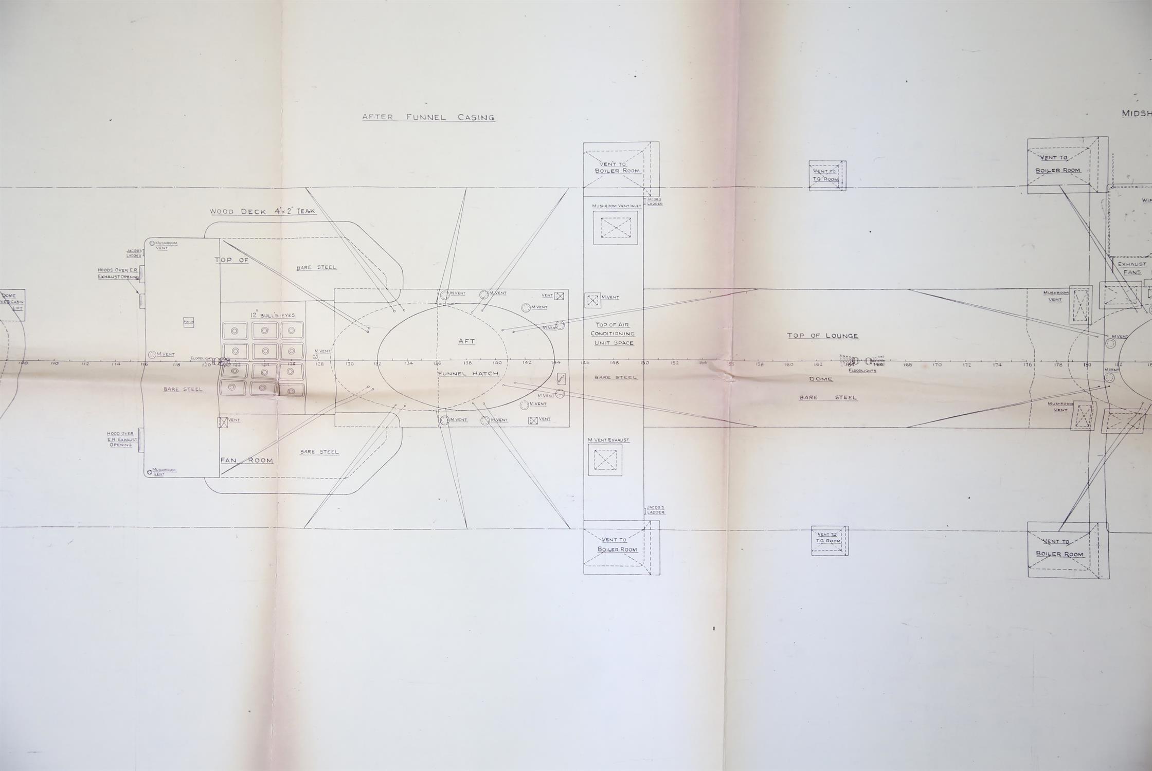 Full set of wartime deck plans for RMS Queen Mary, comprising 14 deck plans, each 2ft x 11ft and a - Image 4 of 80