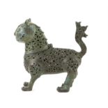 Cast Islamic style bronze incense burner in the form of a lion, probably Hindustan or Punjab,