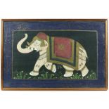 Indian painting of a ceremonial Elephant, gouache on fabric, 24cm x 41.5cm