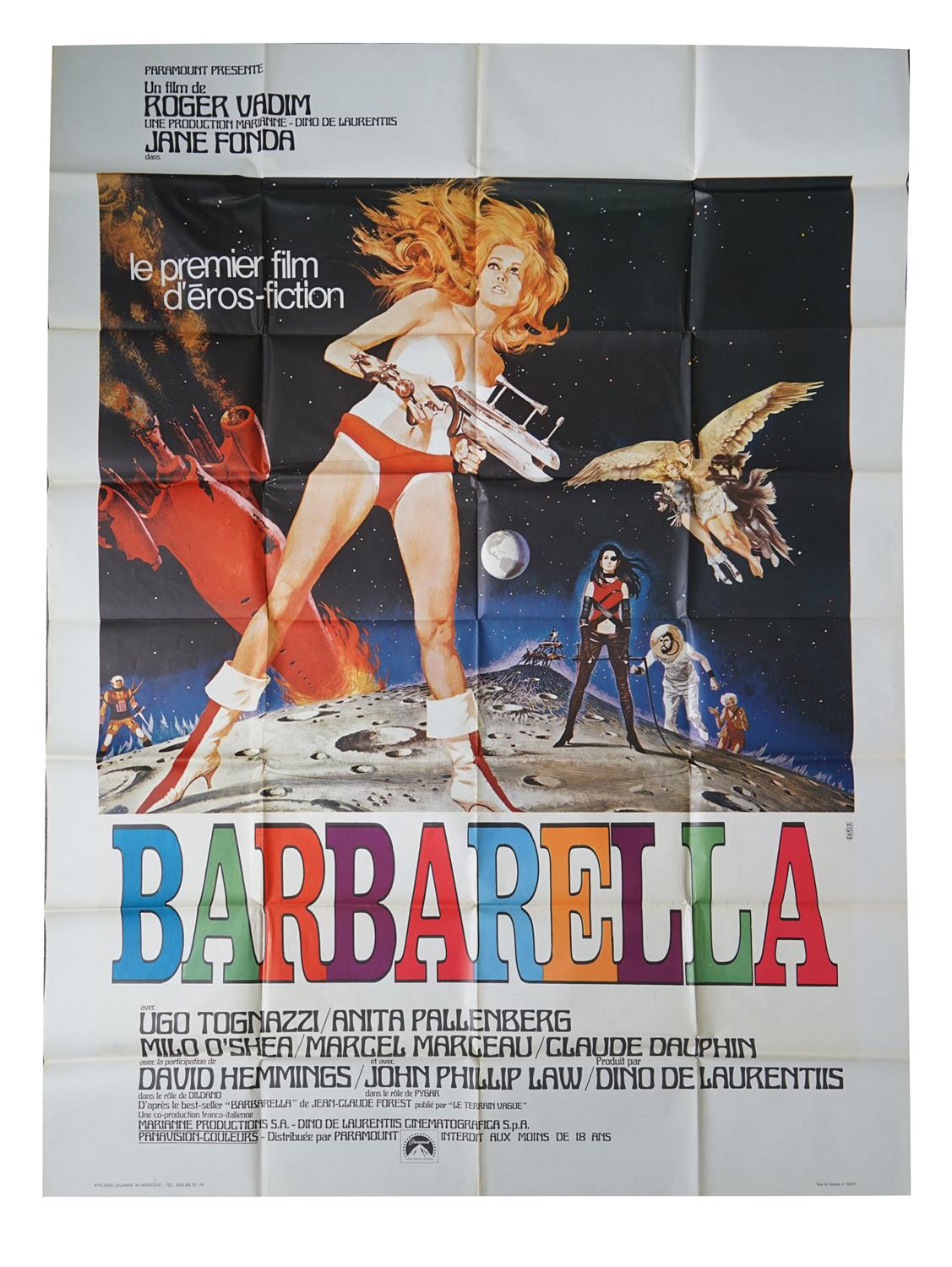 Barbarella (1968) French Grande film poster, starring Jane Fonda, artwork by Robert McGinnis,