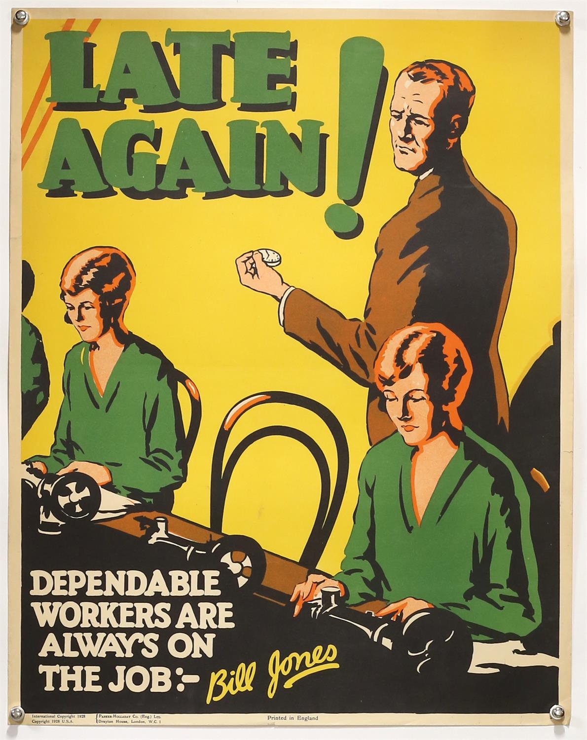 'Late Again!' - Original Vintage information poster by Bill Jones, Printed in England,