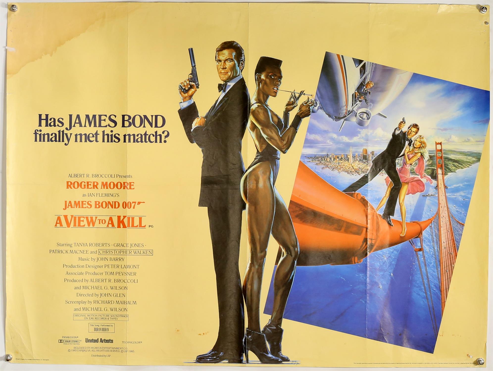 James Bond A View To A Kill (1985) British Quad film poster, folded, 30 x 40 inches.