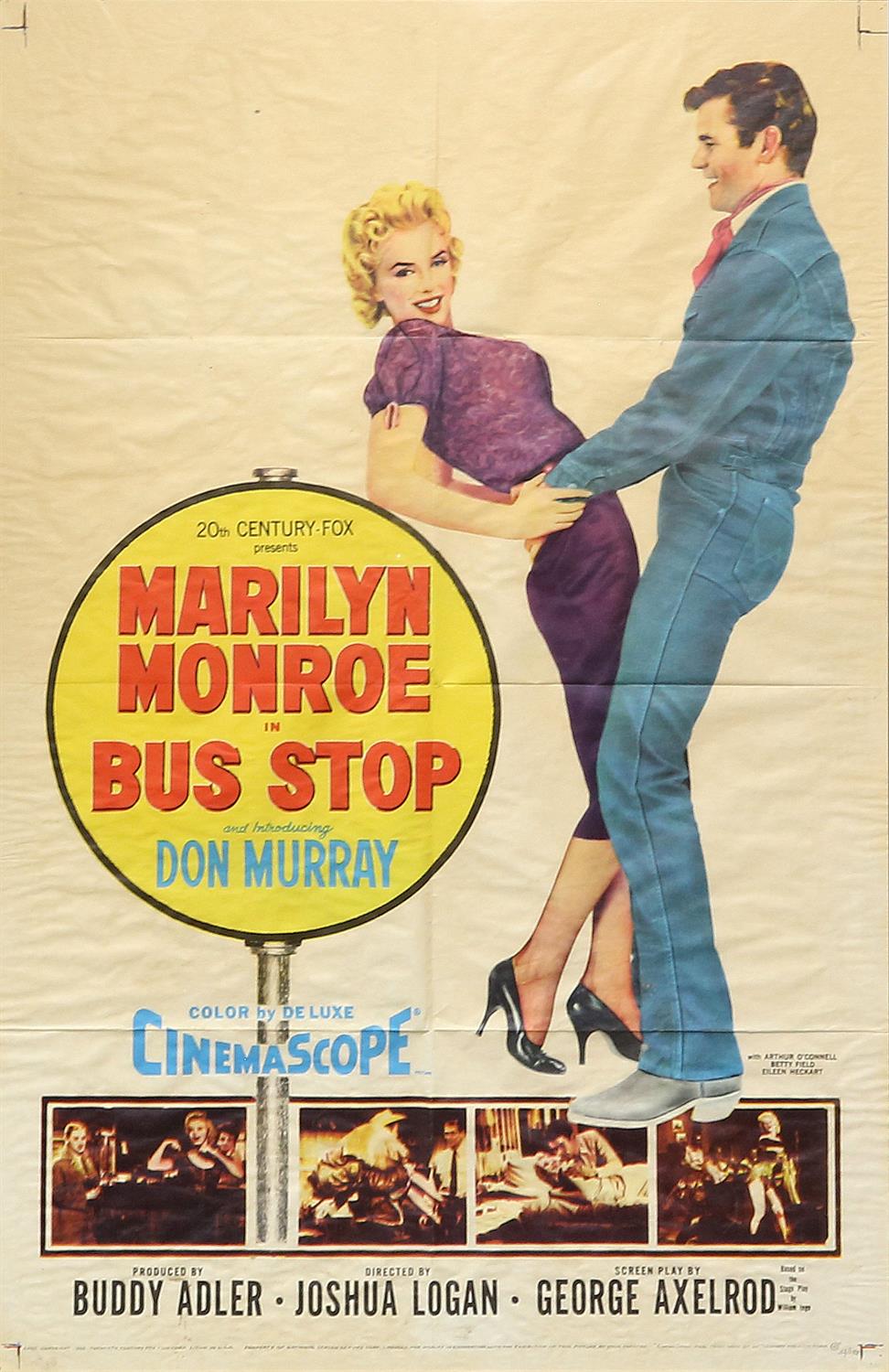 Bus Stop (1956) US One Sheet film poster, starring Marilyn Monroe, framed, 27 x 41 inches.