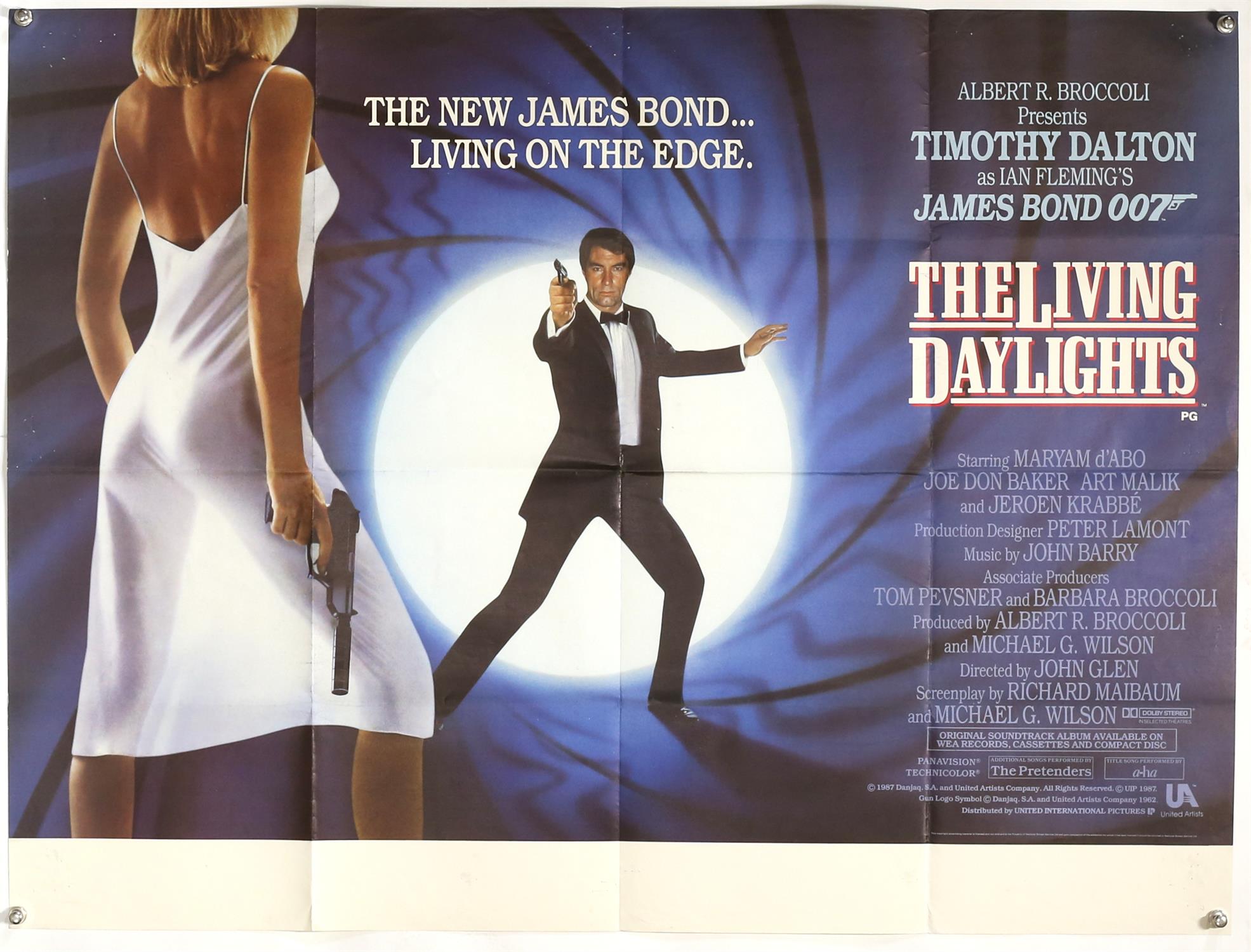 James Bond The Living Daylights (1987) British Style-B Quad film poster, starring Timothy Dalton,