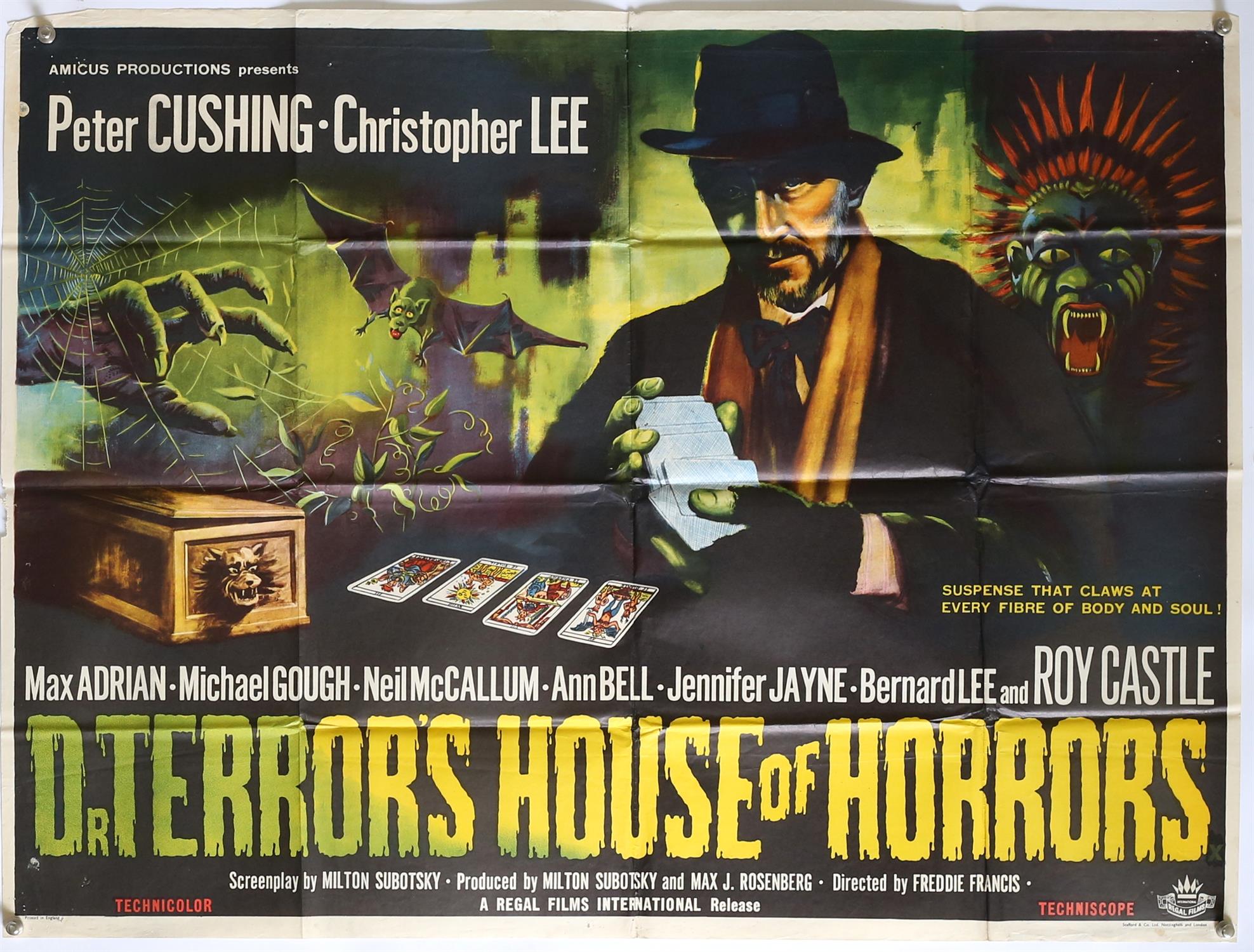 Dr Terror's House of Horrors (1965) British Quad film poster, starring Christopher Lee,