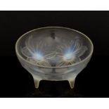 Rene Lalique 'Lys' No. 382 opalescent glass bowl, moulded with opalescent lily blossoms and raised