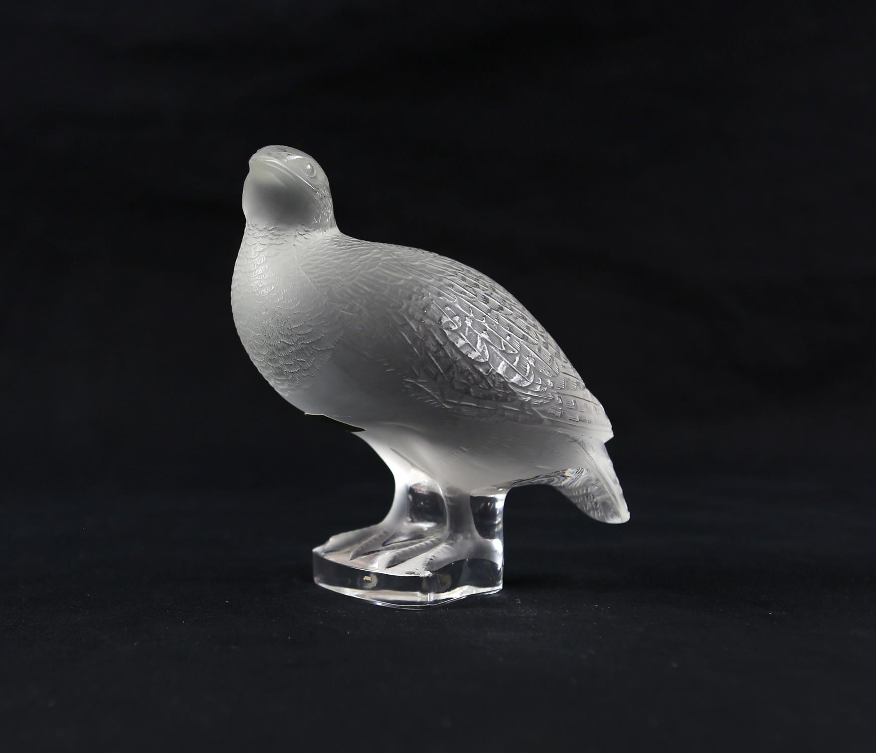 Lalique France Perdrix Inquiete Figurine, underside etched 'Lalique France 14cm - Image 4 of 6