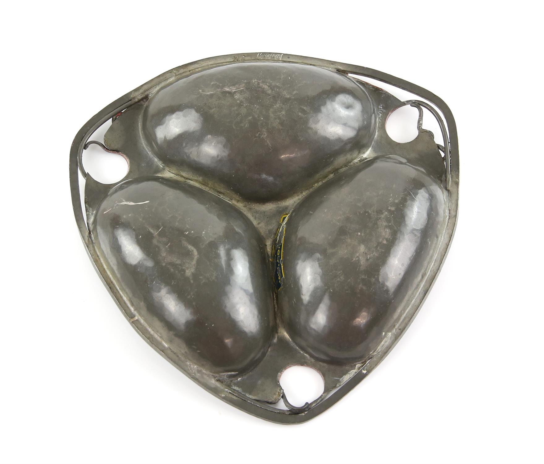 Serge Nekrassoff (Russian-American, 1895-1985), Art Nouveau style pewter hors d'oeuvres dish, - Image 2 of 3