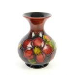 Moorcroft Flambe Clematis pattern vase, painted W.M. initials and W Moorcroft, Potter to H.M.