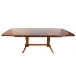 W H Russell for Gordon Russell, Burford extending dining table, with extra leaf, label dated Aug