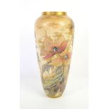 Royal Doulton vase with floral decoration, with Doulton Burslem mark. 35cm.