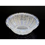 Rene Lalique Acacia pattern opalescent and frosted glass bowl, with bands of stylised leaf forms