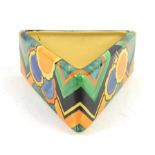 Susie Copper for Grays Pottery, an Art Deco triangular bowl, abstract floral and geometric design