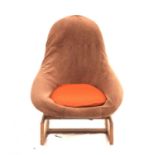 Mid 20th century Lurashell Gemini fibreglass and teak rocking chair by Walter S Chenery, 88cm high,